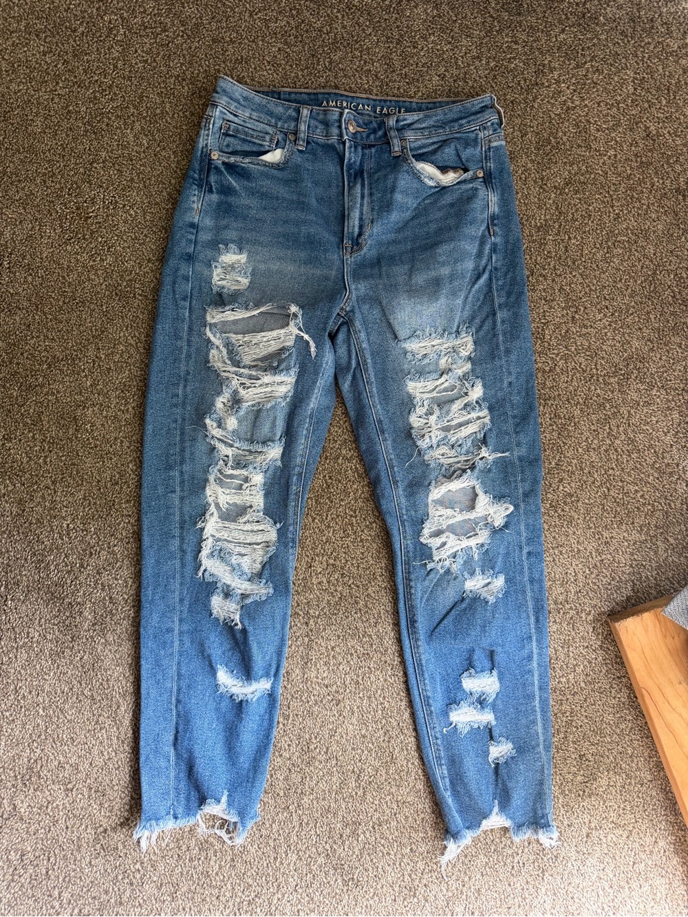American Eagle Outfitters Distressed Light Blue Boyfriend Jeans